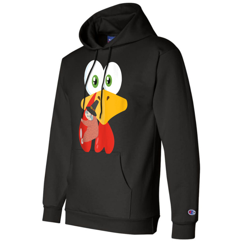 Turkey Face Sloth Hanging Thanksgiving Day Novelty Gift Champion Hoodie by thutrinh | Artistshot