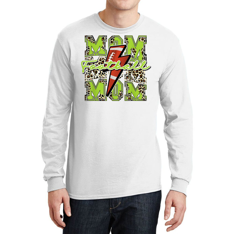 Football Mom, Football Lightning Bolt Leopard Lime Green T Shirt Long Sleeve Shirts by cm-arts | Artistshot