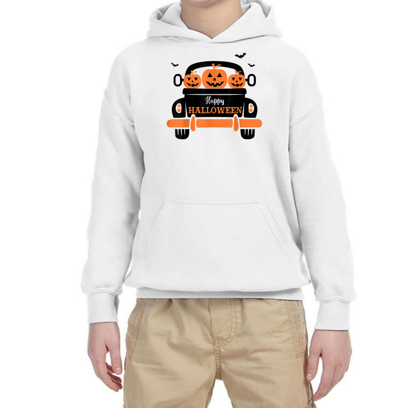 Three Pumpkins In Car Happy Halloween Novelty Holiday Item T Shirt Youth Hoodie by cm-arts | Artistshot