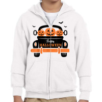 Three Pumpkins In Car Happy Halloween Novelty Holiday Item T Shirt Youth Zipper Hoodie | Artistshot