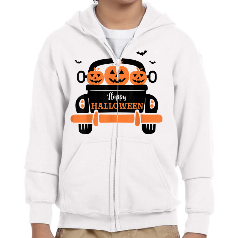 Three Pumpkins In Car Happy Halloween Novelty Holiday Item T Shirt Youth Zipper Hoodie by cm-arts | Artistshot