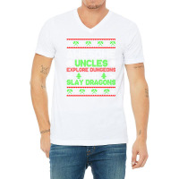 Awesome Uncles Tabletop Christmas D20 Ugly Sweater V-neck Tee | Artistshot