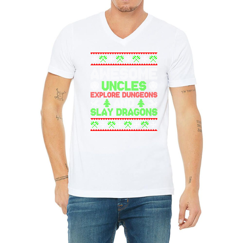 Awesome Uncles Tabletop Christmas D20 Ugly Sweater V-Neck Tee by hotoancuong | Artistshot