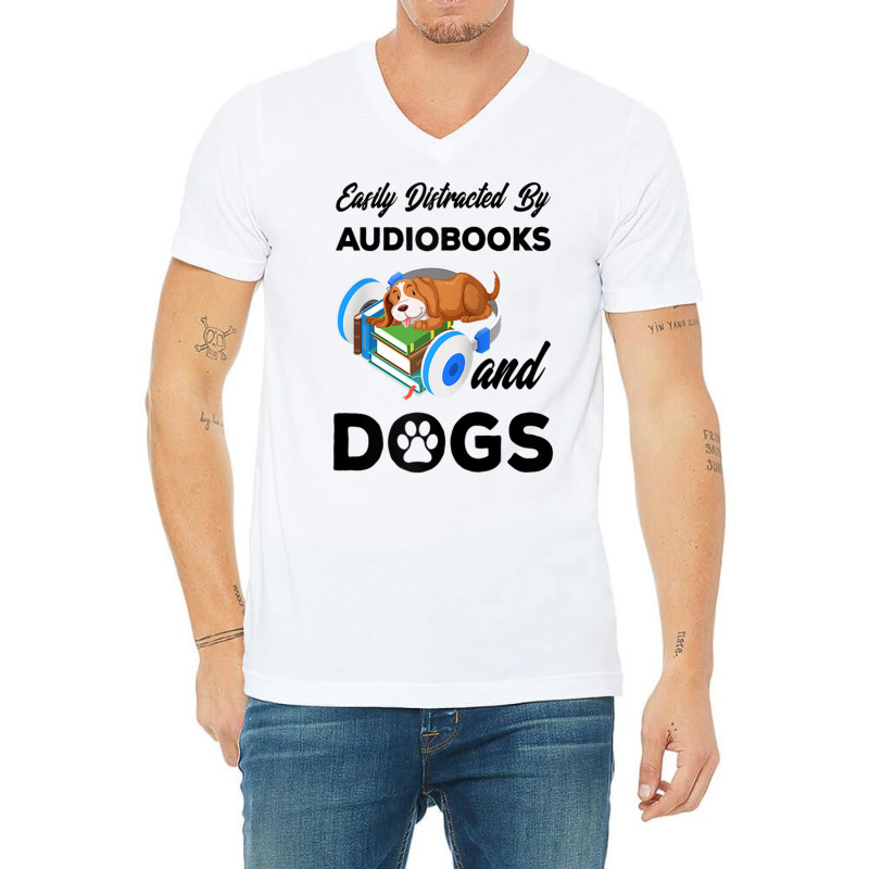 Bookworm Audiobook Dog Lover Owner   Audiobooks And Dogs Raglan Baseba V-Neck Tee by cm-arts | Artistshot