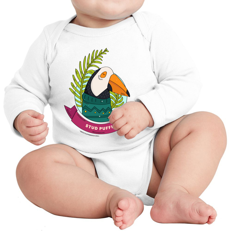 Stud Puffin Bird Long Sleeve Baby Bodysuit by Snap Jolly | Artistshot