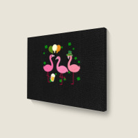 Christmas Flamingo St Patricks Day Landscape Canvas Print | Artistshot