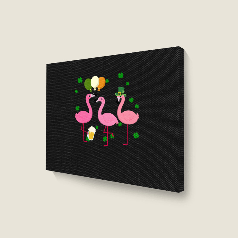 Christmas Flamingo St Patricks Day Landscape Canvas Print | Artistshot