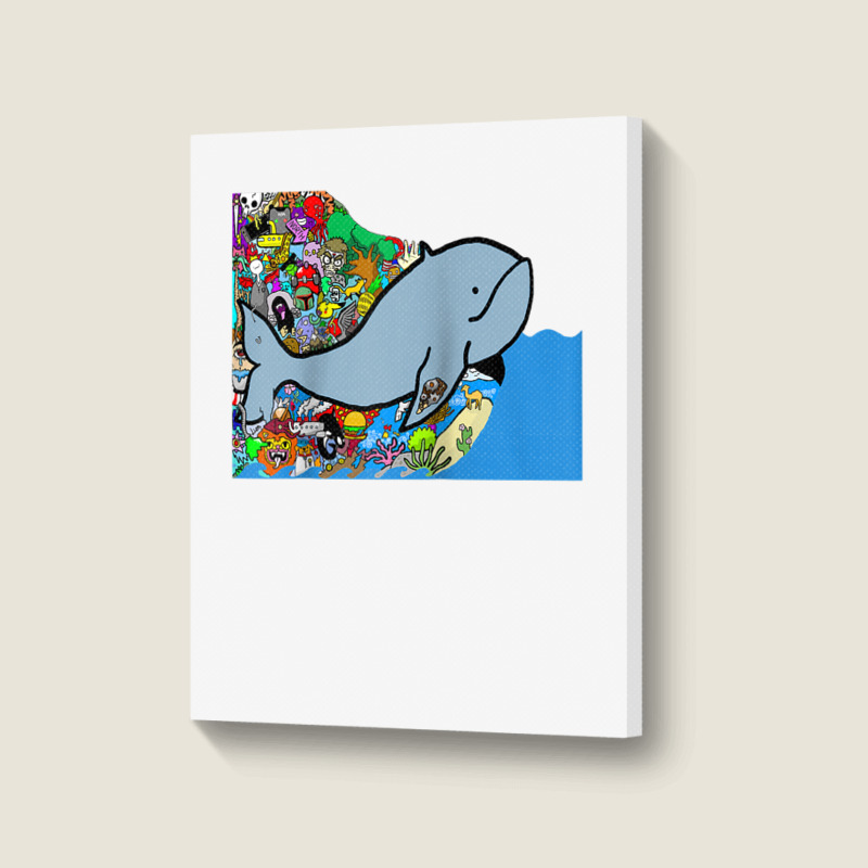 Blue Whale, Marine Sea Animal, Ocean Life, Surf, Art Work Raglan Baseb Portrait Canvas Print | Artistshot