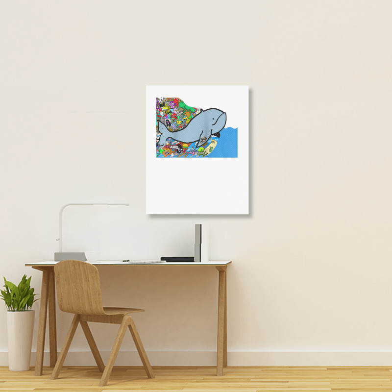 Blue Whale, Marine Sea Animal, Ocean Life, Surf, Art Work Raglan Baseb Portrait Canvas Print | Artistshot