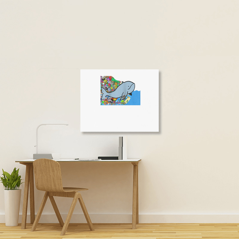 Blue Whale, Marine Sea Animal, Ocean Life, Surf, Art Work Raglan Baseb Landscape Canvas Print | Artistshot