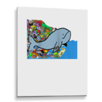 Blue Whale, Marine Sea Animal, Ocean Life, Surf, Art Work Raglan Baseb Metal Print Vertical | Artistshot