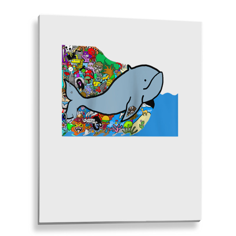 Blue Whale, Marine Sea Animal, Ocean Life, Surf, Art Work Raglan Baseb Metal Print Vertical | Artistshot