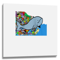 Blue Whale, Marine Sea Animal, Ocean Life, Surf, Art Work Raglan Baseb Metal Print Square | Artistshot