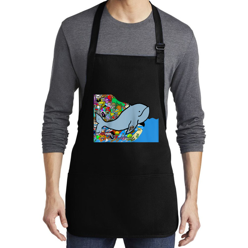 Blue Whale, Marine Sea Animal, Ocean Life, Surf, Art Work Raglan Baseb Medium-length Apron | Artistshot