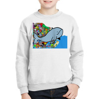 Blue Whale, Marine Sea Animal, Ocean Life, Surf, Art Work Raglan Baseb Youth Sweatshirt | Artistshot