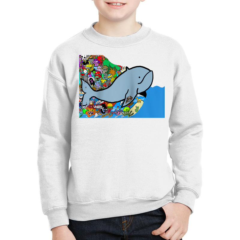 Blue Whale, Marine Sea Animal, Ocean Life, Surf, Art Work Raglan Baseb Youth Sweatshirt | Artistshot