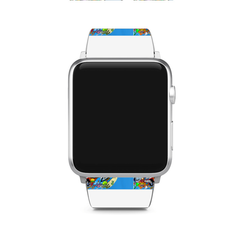 Blue Whale, Marine Sea Animal, Ocean Life, Surf, Art Work Raglan Baseb Apple Watch Band | Artistshot