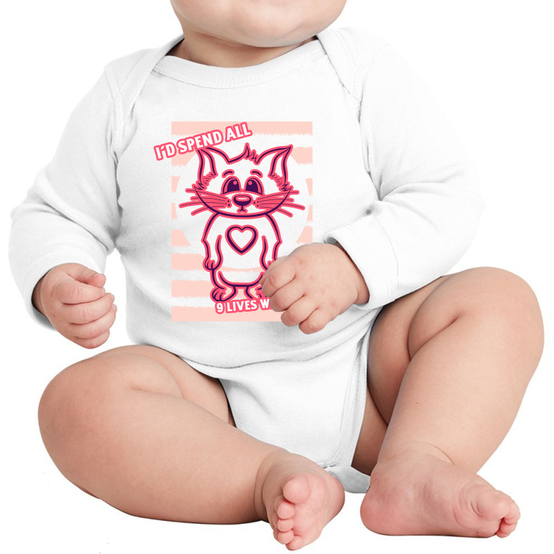 Valentines Day Cat Nine Lives Couple Love Pun Long Sleeve Baby Bodysuit by Snap Jolly | Artistshot