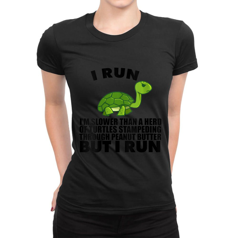 Womens I Run Slower Than Turtles In Peanut Butter Running V-neck Ladies Fitted T-Shirt by cm-arts | Artistshot