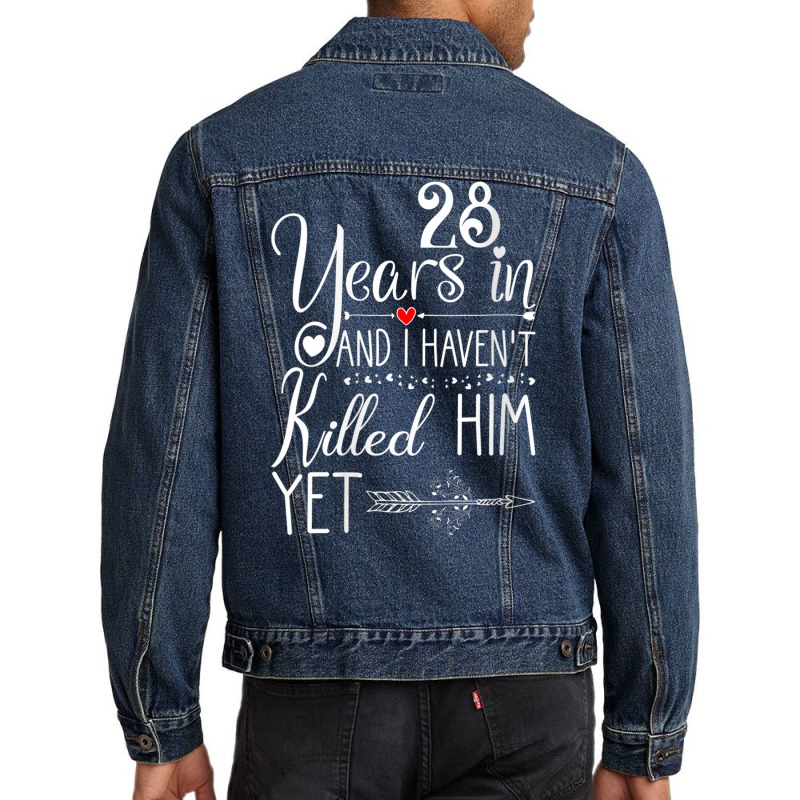 Womens 28th Wedding Anniversary Gift For Her Just Married 28 Years V N Men Denim Jacket | Artistshot