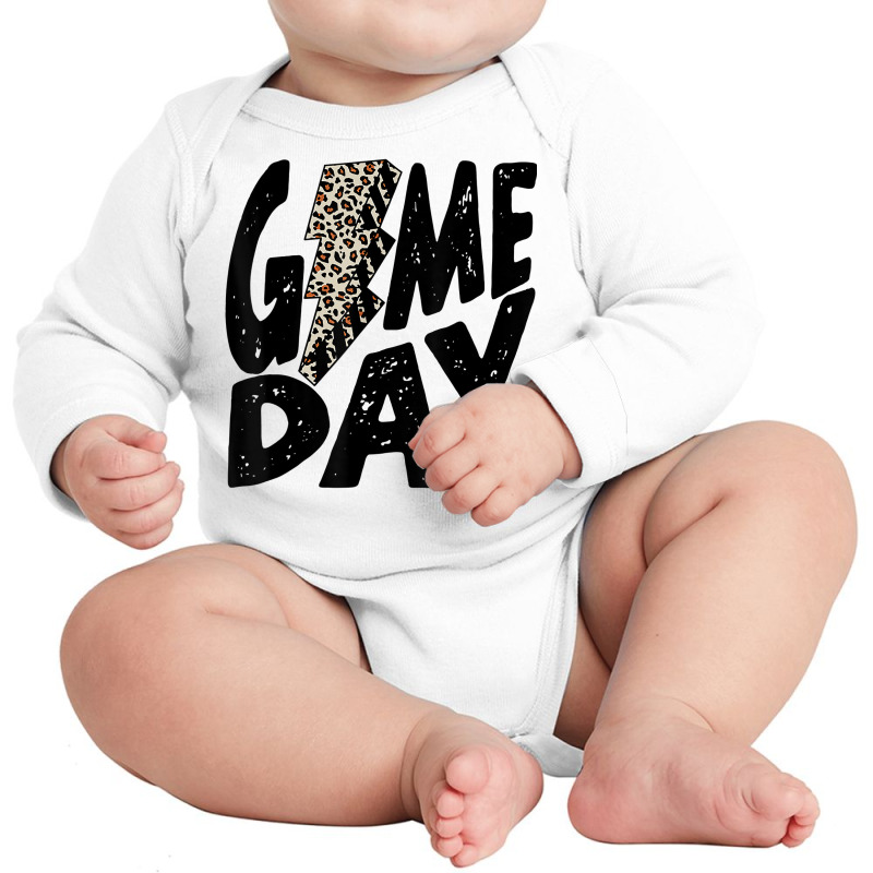 Game Day Game Day Leopard Lightning Bolt T Shirt Long Sleeve Baby Bodysuit by cm-arts | Artistshot