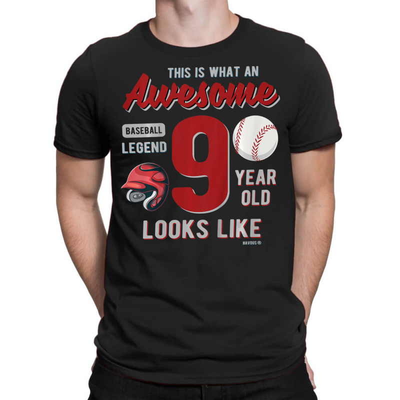 Kids 9th Birthday Awesome 9 Year Old Baseball Legend T-shirt | Artistshot