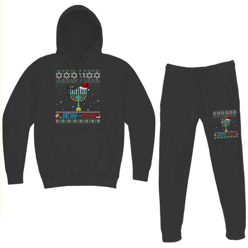 Jewish Jewish Pun Menorah Santa Hanukkah Christmas Ugly Hoodie & Jogger Set | Artistshot