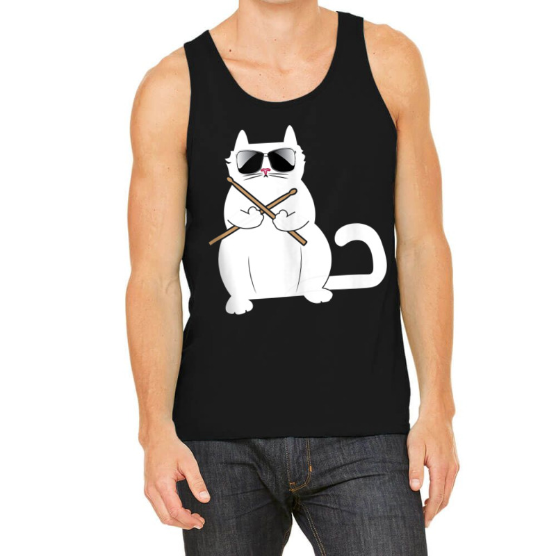 Cat Drummer Music Lover Musician Instrumentalist Kitty Tank Top Tank Top by cm-arts | Artistshot