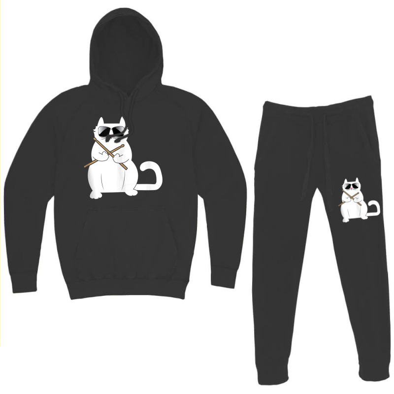 Cat Drummer Music Lover Musician Instrumentalist Kitty Tank Top Hoodie & Jogger set by cm-arts | Artistshot