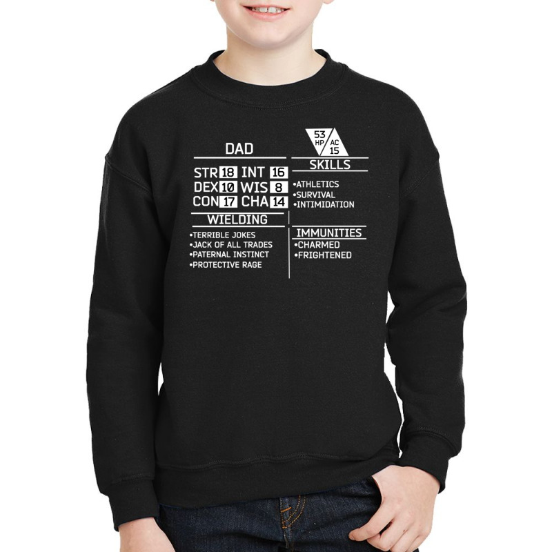 Dad Stats Dungeons Gamer D20 Tabletop Dragons Nerdy Youth Sweatshirt by hotoancuong | Artistshot