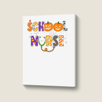 School Nurse Halloween Costume Registered Nurse Life Pumpkin Portrait Canvas Print | Artistshot