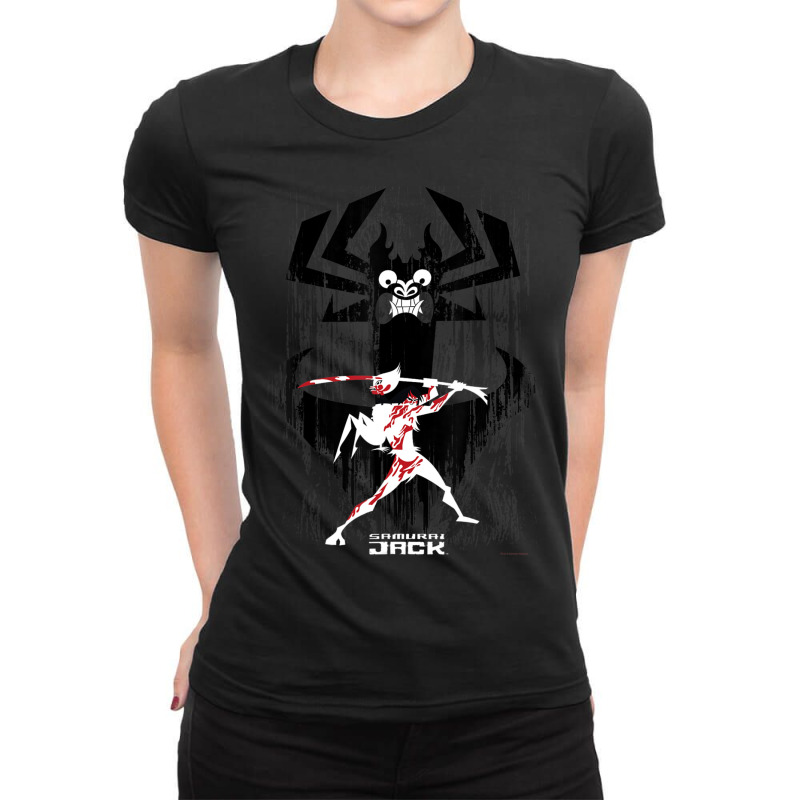 Cn Samurai Jack Aku Distressed Silhouettes Ladies Fitted T-Shirt by ngodieutrinh | Artistshot