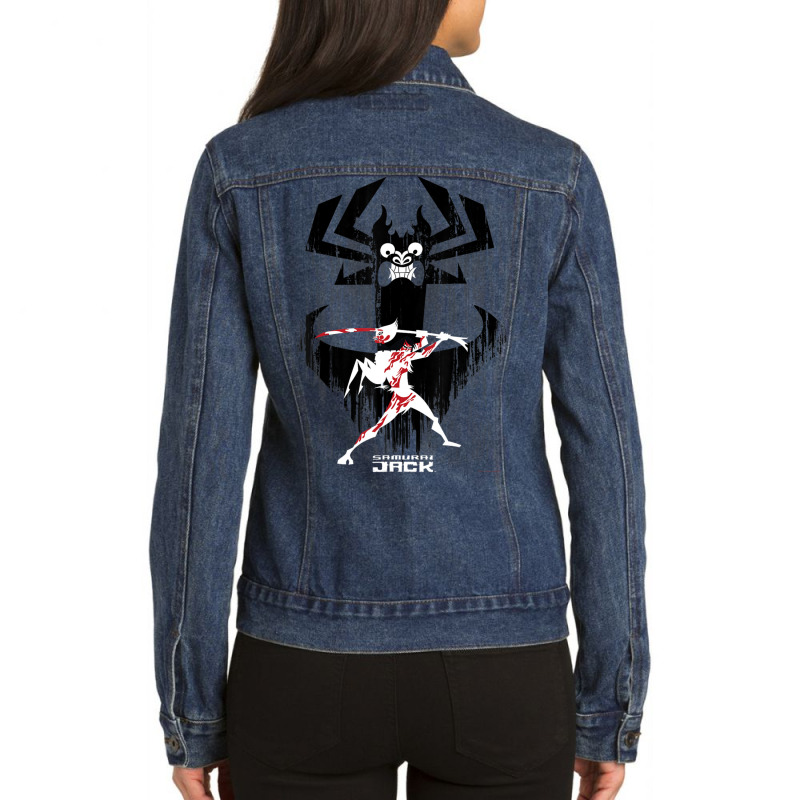 Cn Samurai Jack Aku Distressed Silhouettes Ladies Denim Jacket by ngodieutrinh | Artistshot