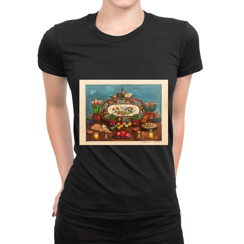 Nowruz Setup (watercolor) Premium Scoop Ladies Fitted T-Shirt by cm-arts | Artistshot