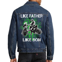 Snowmobile Father Like Son Snowcross Christmas Gift Men Denim Jacket | Artistshot