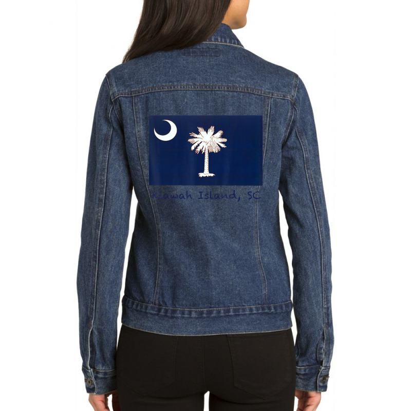 Kiawah Island, South Carolina Usa Flag Ladies Denim Jacket by Mello Greenwood | Artistshot