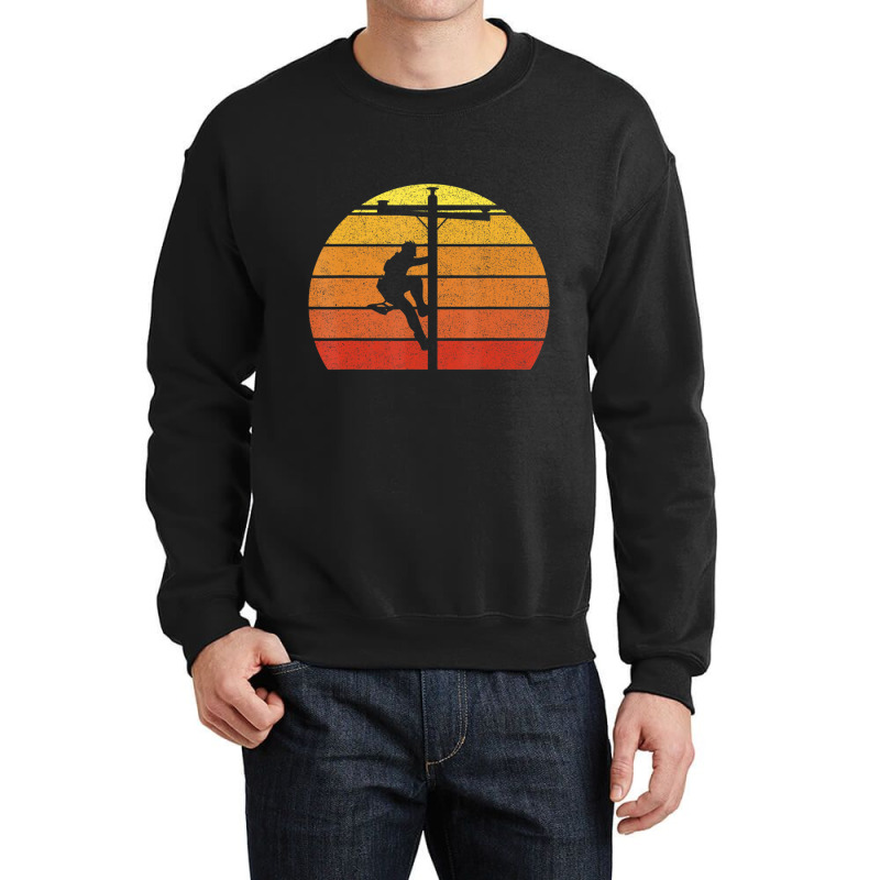 Retro Vintage Lineman Line Worker Utility Pole Lineman Crewneck Sweatshirt by Adcock Salmon | Artistshot