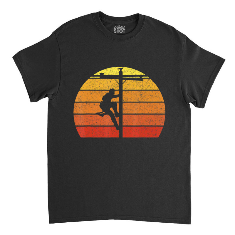 Retro Vintage Lineman Line Worker Utility Pole Lineman Classic T-shirt by Adcock Salmon | Artistshot