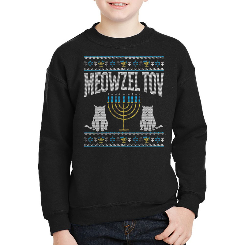 Meowzel Tov Funny Cat Lover Meow Hanukkah Menorah Youth Sweatshirt | Artistshot