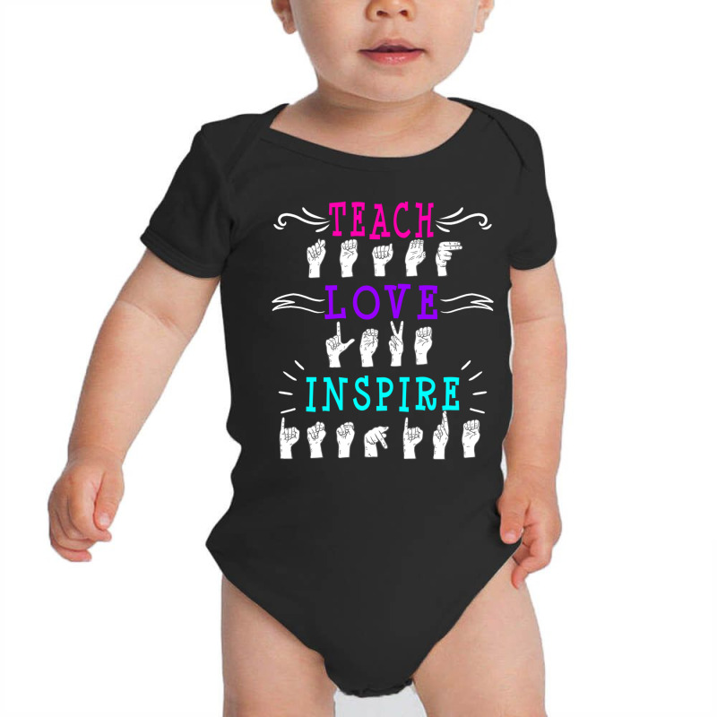 American Sign Language Asl Teacher Hearing Impaired Long Sleeve T Shir Baby Bodysuit by cm-arts | Artistshot