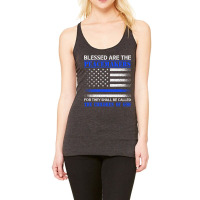 Blessed Are The Peacemakers   Blue Line Police Bible Verse Pullover Ho Racerback Tank | Artistshot