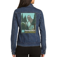 Cn We Bare Bears The Squatch No Pictures Please Ladies Denim Jacket | Artistshot