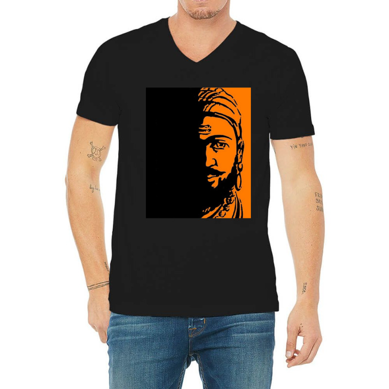 Stylist Mens Tshirt - Shivaji Maharaj Printed V-neck Tee | Artistshot