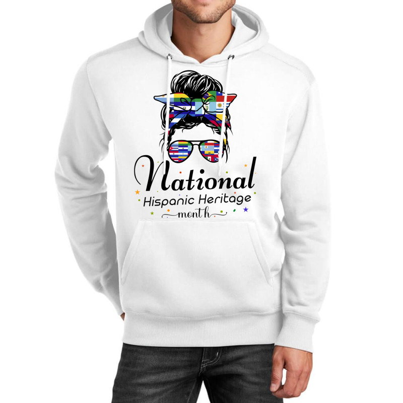 Vintage National Hispanic Heritage Month Latino Countries Messy Bun Unisex Hoodie by cm-arts | Artistshot