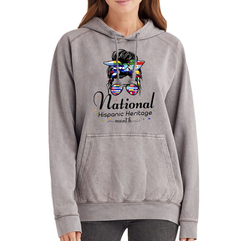 Vintage National Hispanic Heritage Month Latino Countries Messy Bun Vintage Hoodie by cm-arts | Artistshot