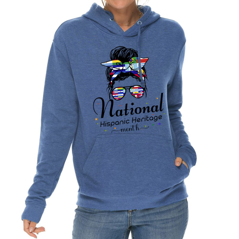 Vintage National Hispanic Heritage Month Latino Countries Messy Bun Lightweight Hoodie by cm-arts | Artistshot