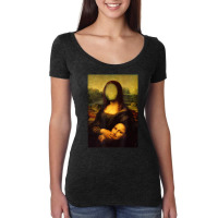 Sarcasm Oil Painting Mona Lisa Face Off Her Face Mask Women's Triblend Scoop T-shirt | Artistshot