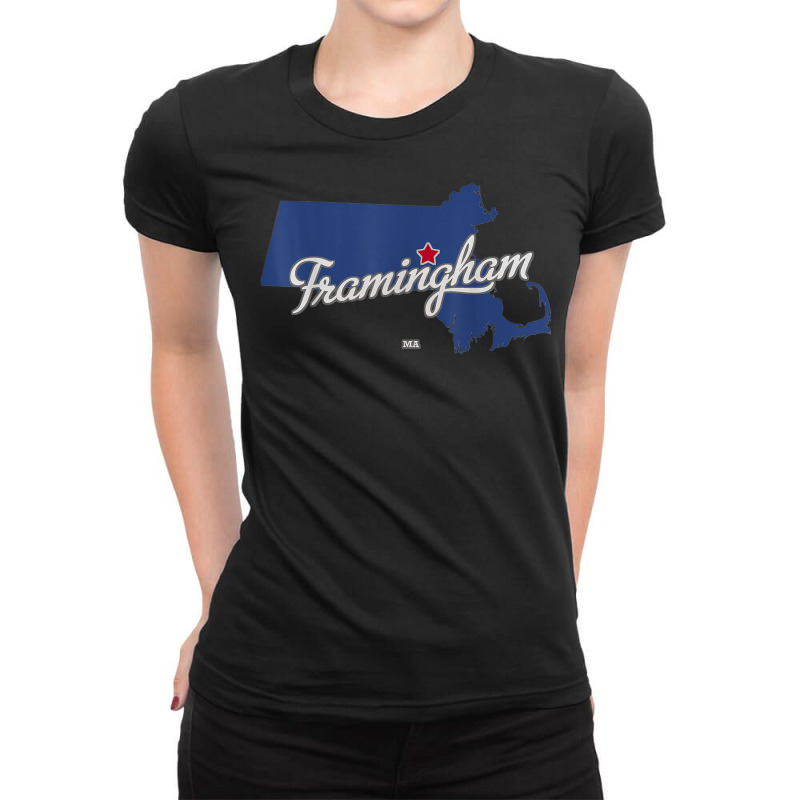 Framingham Massachusetts Ma Map T Shirt Ladies Fitted T-Shirt by cm-arts | Artistshot