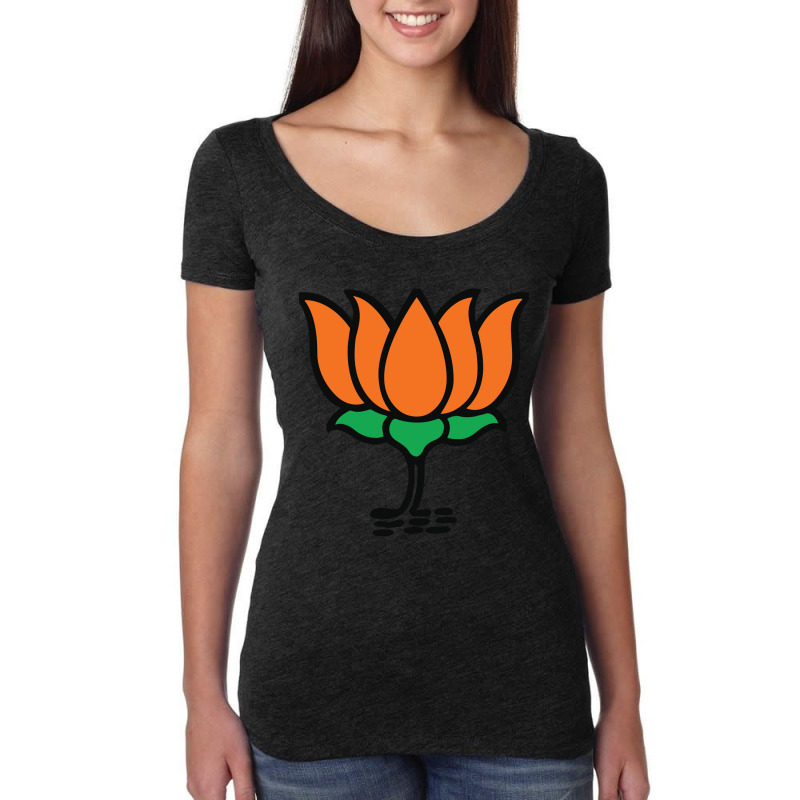 Bjp Lotus Design Narendra Modi India Bjp Supporter Women's Triblend Scoop T-shirt by cm-arts | Artistshot