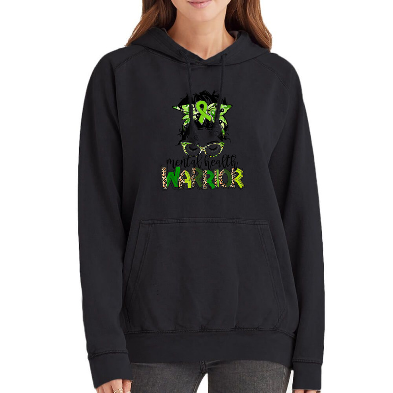 Mental Health Warrior Messy Bun Mental Health Matters Vintage Hoodie by David J | Artistshot